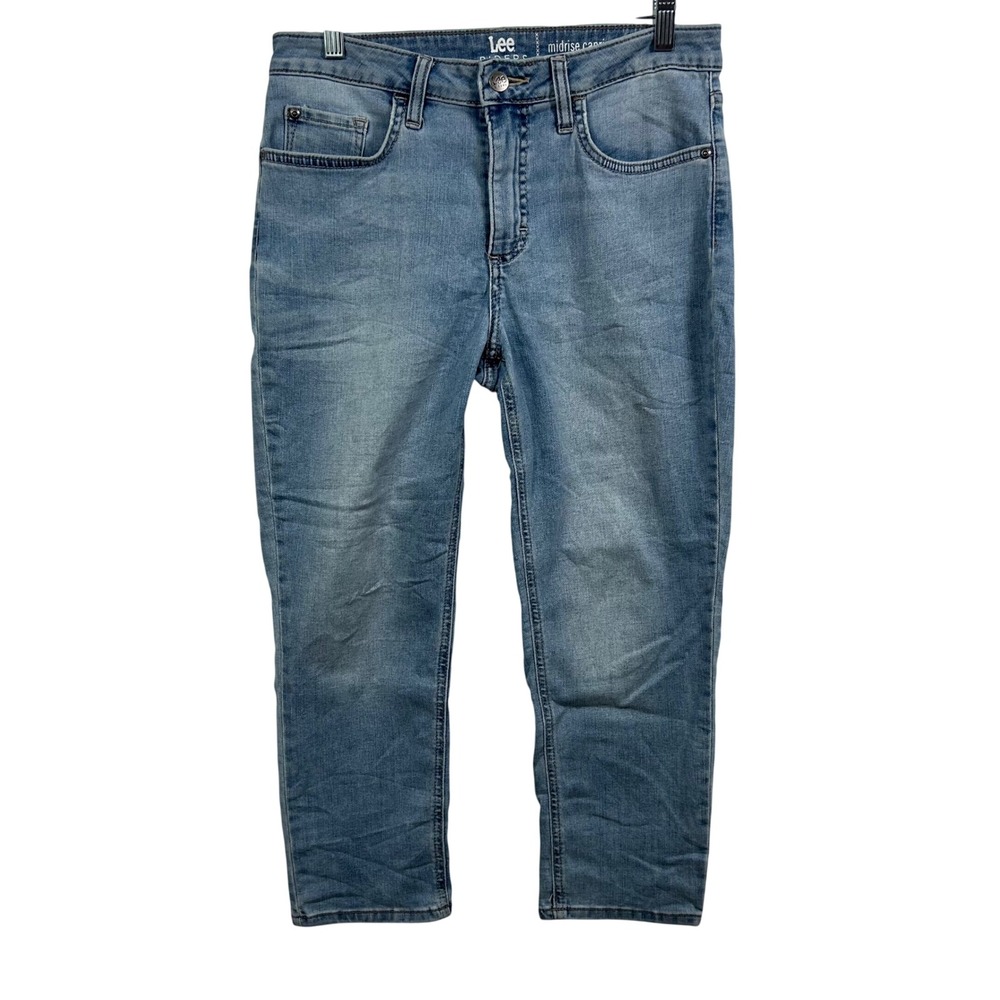 Lee Riders Midrise Capri Jeans Light Wash Blue Stretch Denim Cropped Pants